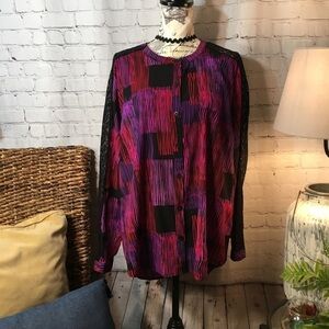 attention lace arm long sleeve blouse.